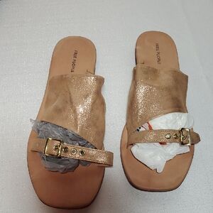 Free People Metallic Gold Mules